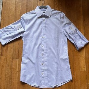 Charles Tyrwhitt Mens Blue/White Slim Fit Button Down Shirt